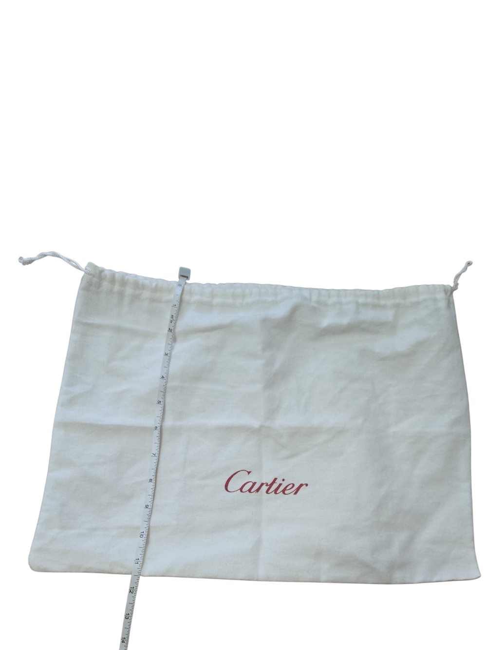 Cartier Off White Drawstring Pouch with Red Logo